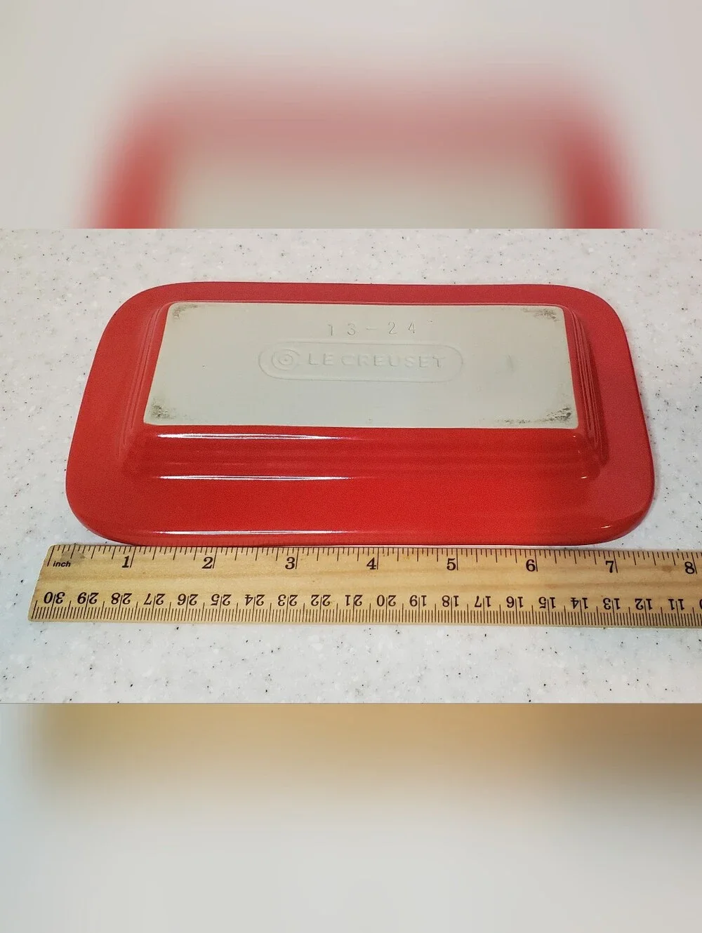 Le Creuset Cerise Red Stoneware Covered Butter Dish Heritage 7.5
